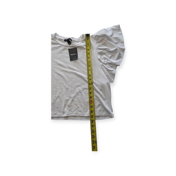 Womens Forever 21 Ruffle Sleeve White Knit Top Medium - Picture 3 of 6